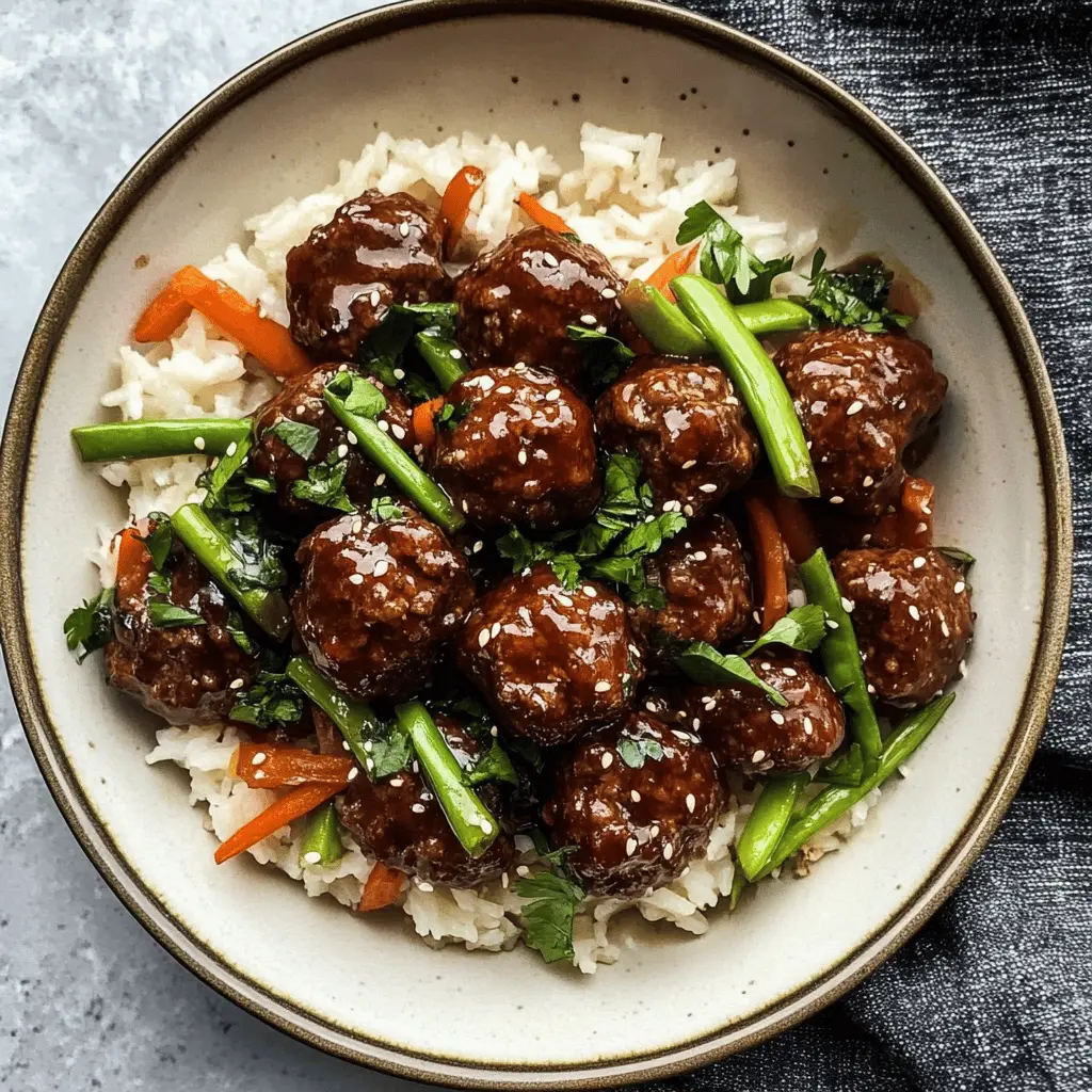 Quick to make and bursting with flavor, these 30-minute Mongolian Beef Meatballs are perfect for busy weeknights! Tender beef meatballs are coated in a rich, sweet soy sauce, creating a delightful dish that pairs well with rice or noodles. Save this recipe for a delicious family meal or casual get-together! Enjoy the perfect balance of savory and sweet in every bite.