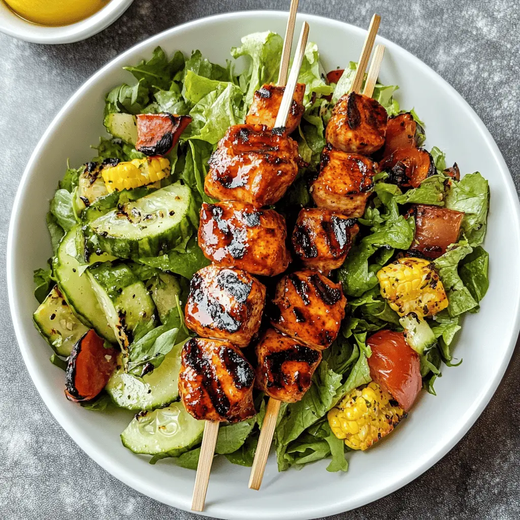 Enjoy the perfect summer dish with this BBQ Chicken Skewer Salad! Packed with juicy chicken, fresh veggies, and a tangy dressing, it's a delicious way to stay healthy. Perfect for outdoor gatherings, picnics, or quick weeknight dinners. Don't forget to save this recipe for your next BBQ or family meal!