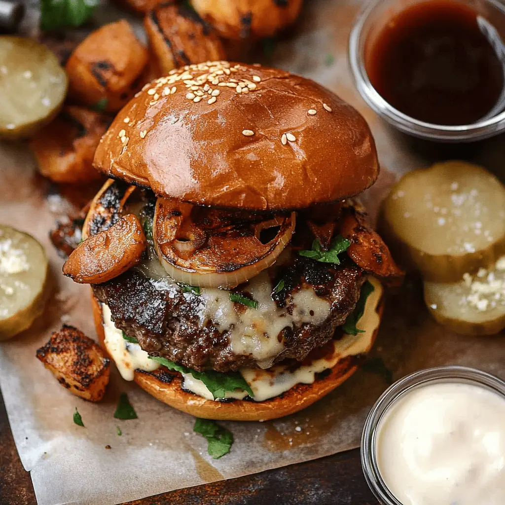 Get ready to impress your friends with this mouthwatering Irish Pub Burger recipe! Packed with juicy beef, rich Irish cheddar, and topped with crispy bacon, this burger delivers a taste of Ireland right at your grill. Perfect for game day or any casual gathering, don’t forget to save this pin for your next cookout!