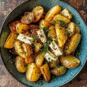 These Greek Roasted Potatoes are the perfect side dish! Tossed in olive oil, garlic, and herbs, they are crispy on the outside and fluffy inside. Ideal for family dinners, holiday gatherings, or BBQs. Save this recipe now to impress your loved ones with a flavorful twist on a classic favorite!