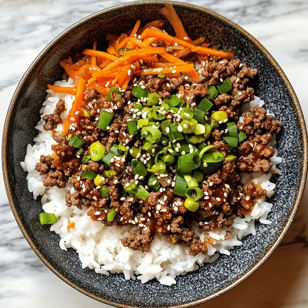 Satisfy your weeknight dinner needs with these Ground Beef Teriyaki Rice Bowls! Juicy ground beef cooked in a sweet and tangy teriyaki sauce, served over fluffy rice, makes this dish a delightful family favorite. Perfect for busy evenings, this recipe is quick to prepare and packed with flavor. Save this idea for your next meal!