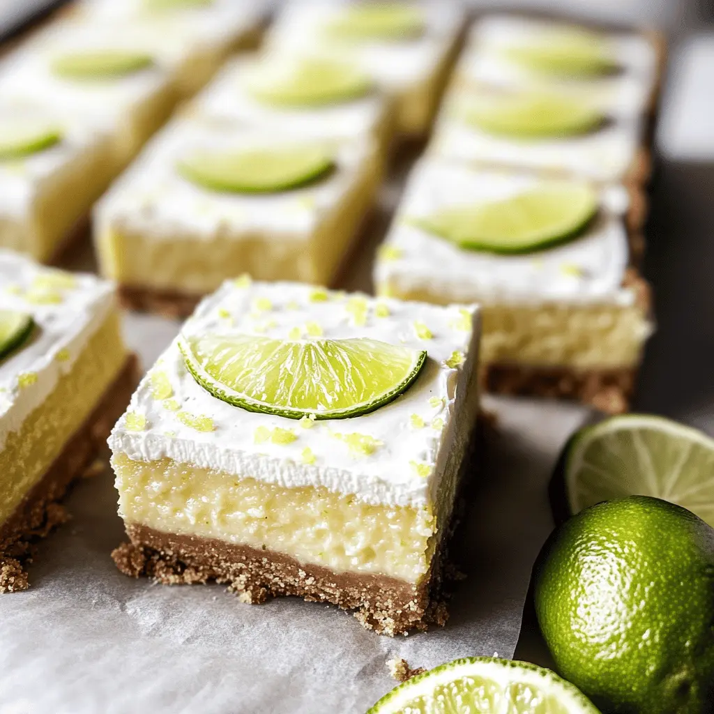 These Key Lime Pie Bars are the perfect blend of zesty lime flavor and creamy goodness, all in a delightful, easy-to-eat bar form! Made with a buttery graham cracker crust and a refreshing lime filling, they are perfect for summer gatherings or anytime you need a sweet treat. Save this recipe for your next picnic or barbecue!