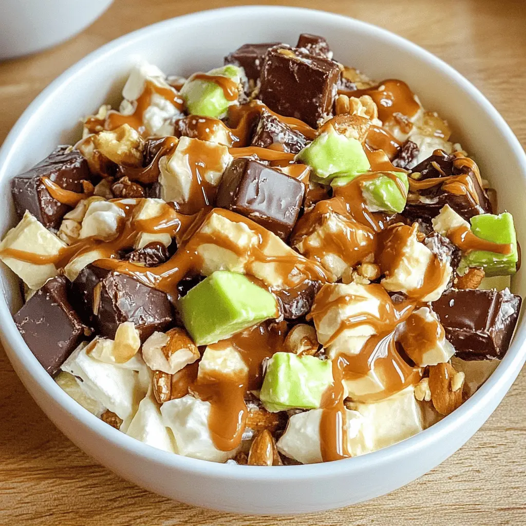 This Snickers Salad is a fun twist on traditional desserts! Packed with crunchy Snickers bars, creamy whipped topping, and crisp apple slices, it's a delightful combination of flavors and textures. Perfect for parties, potlucks, or just a sweet treat at home. Save this recipe now and enjoy a unique dessert that will impress your guests with its deliciousness!
