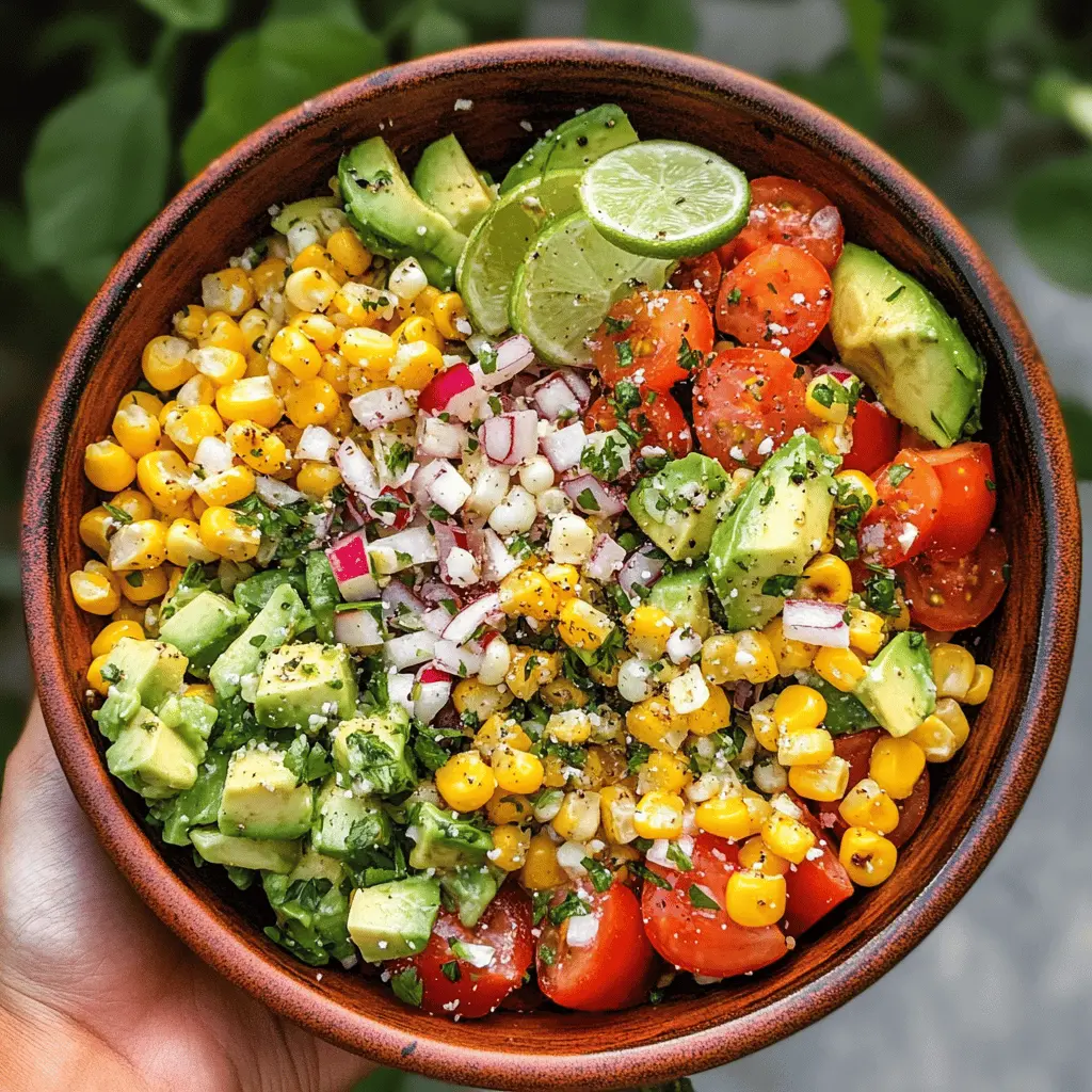 Enjoy the fresh flavors of summer with this vibrant Corn Salad featuring creamy avocado! Packed with sweet corn, juicy tomatoes, and zesty lime, it's a delightful side dish perfect for barbecues and picnics. This easy-to-make recipe will impress your guests and is a healthy addition to any meal. Save this pin for a taste of summer all year round!