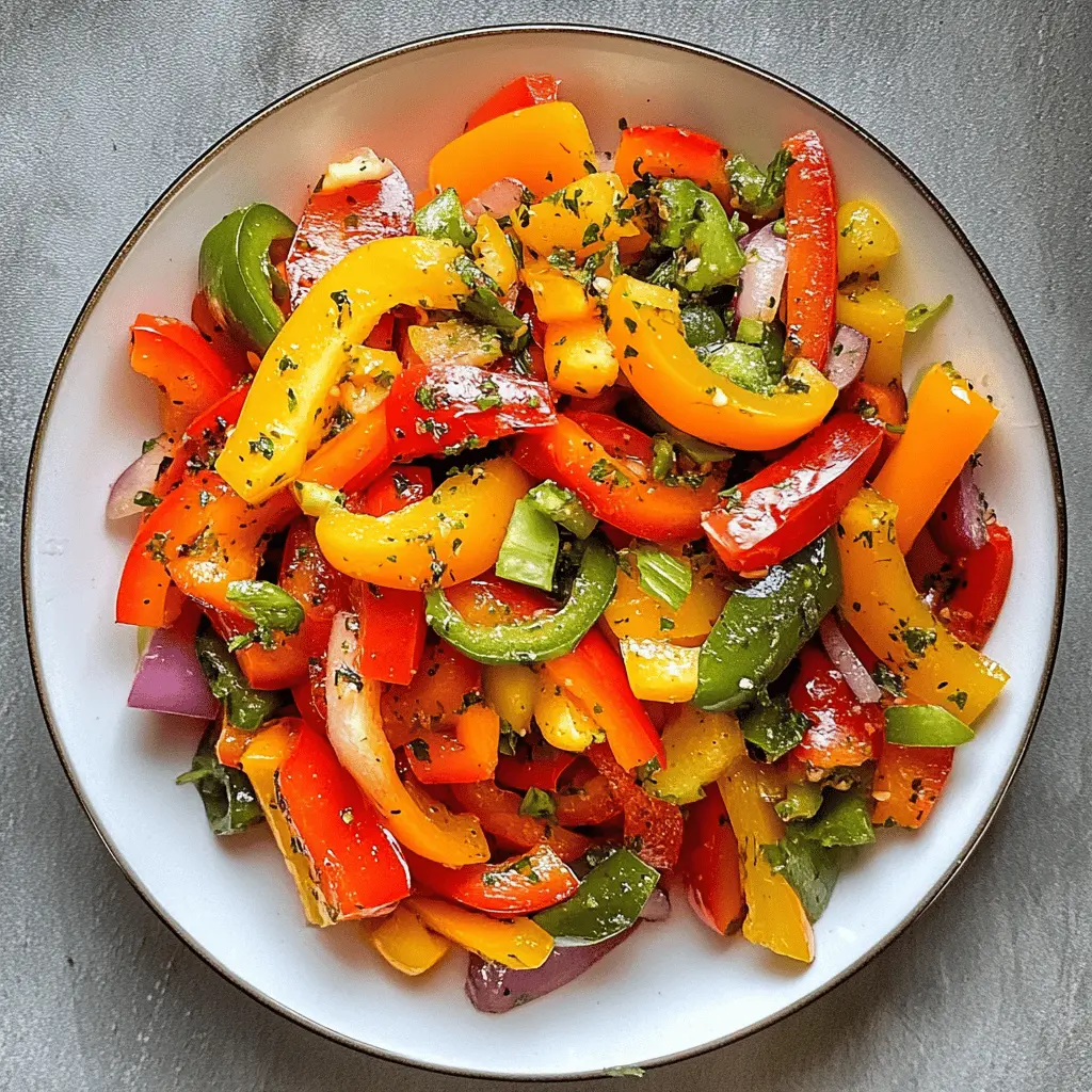 Brighten up your meal with this vibrant Sweet Pepper Salad! Made with fresh colorful peppers, crunchy cucumbers, and a zesty dressing, it's the perfect side dish for picnics or barbeques. This salad is not only delicious but also packed with nutrients, making it a guilt-free treat. Save this recipe to add a splash of color to your next gathering!
