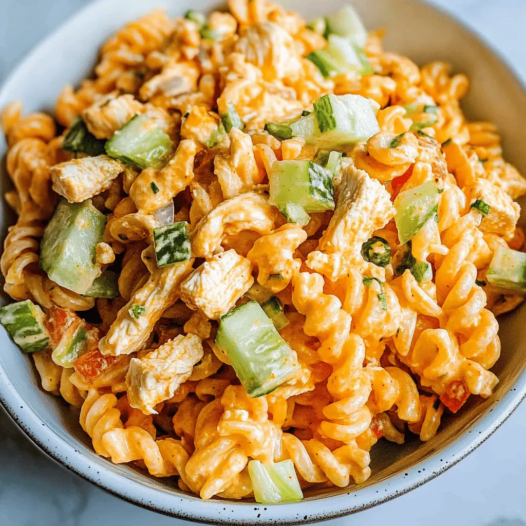 Easy Creamy Buffalo Chicken Pasta Salad Recipe