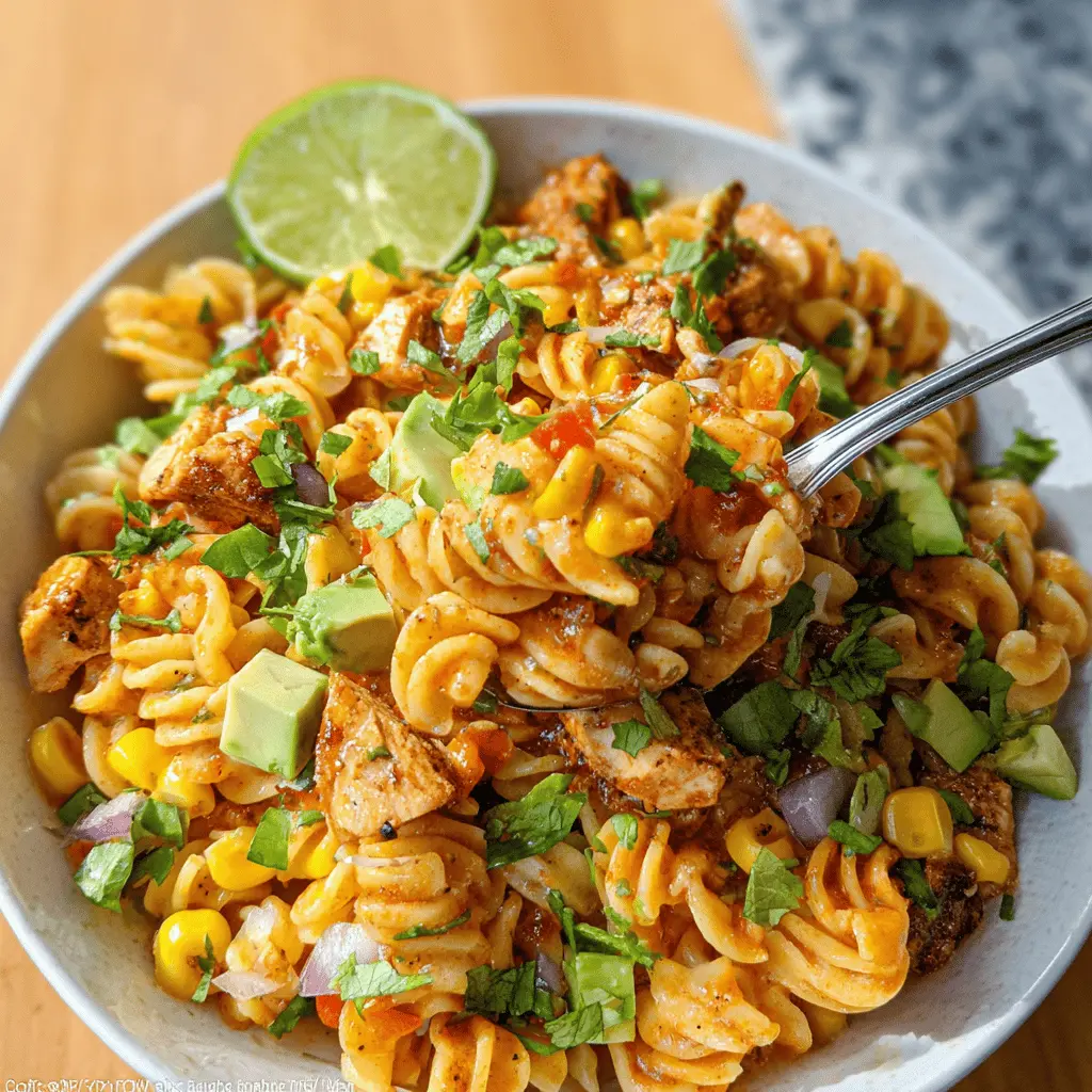 Easy Zesty Chicken Enchilada Pasta Salad