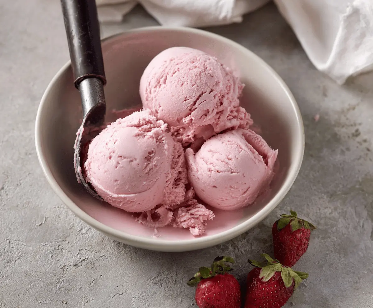 Easy 3-Ingredient Keto Strawberry Ice Cream