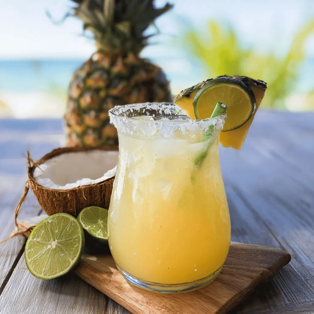Tropical Hawaiian Margarita With Pineapple & Coconut