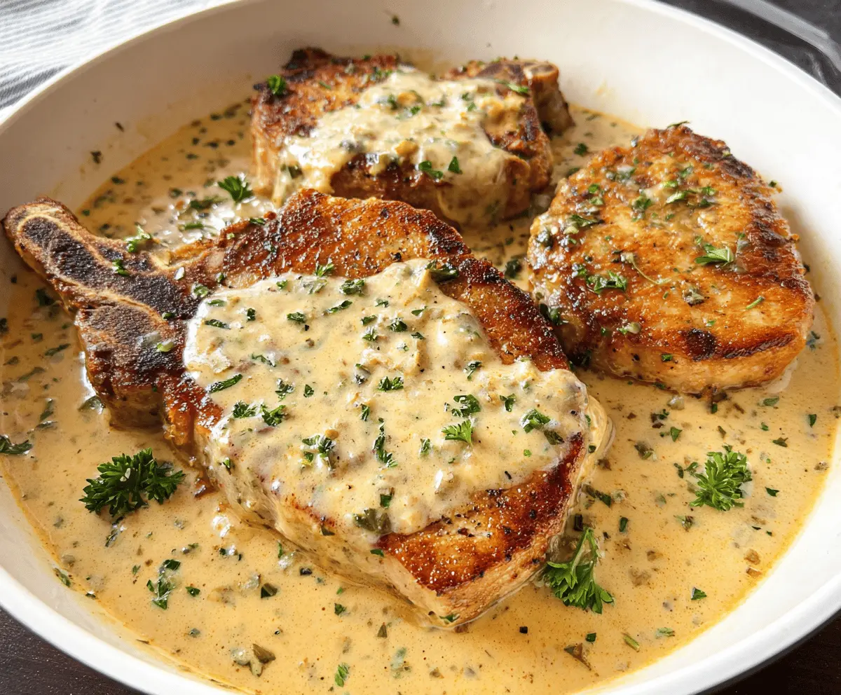 Easy Slow Cooker Pork Chops with Garlic Parmesan Sauce