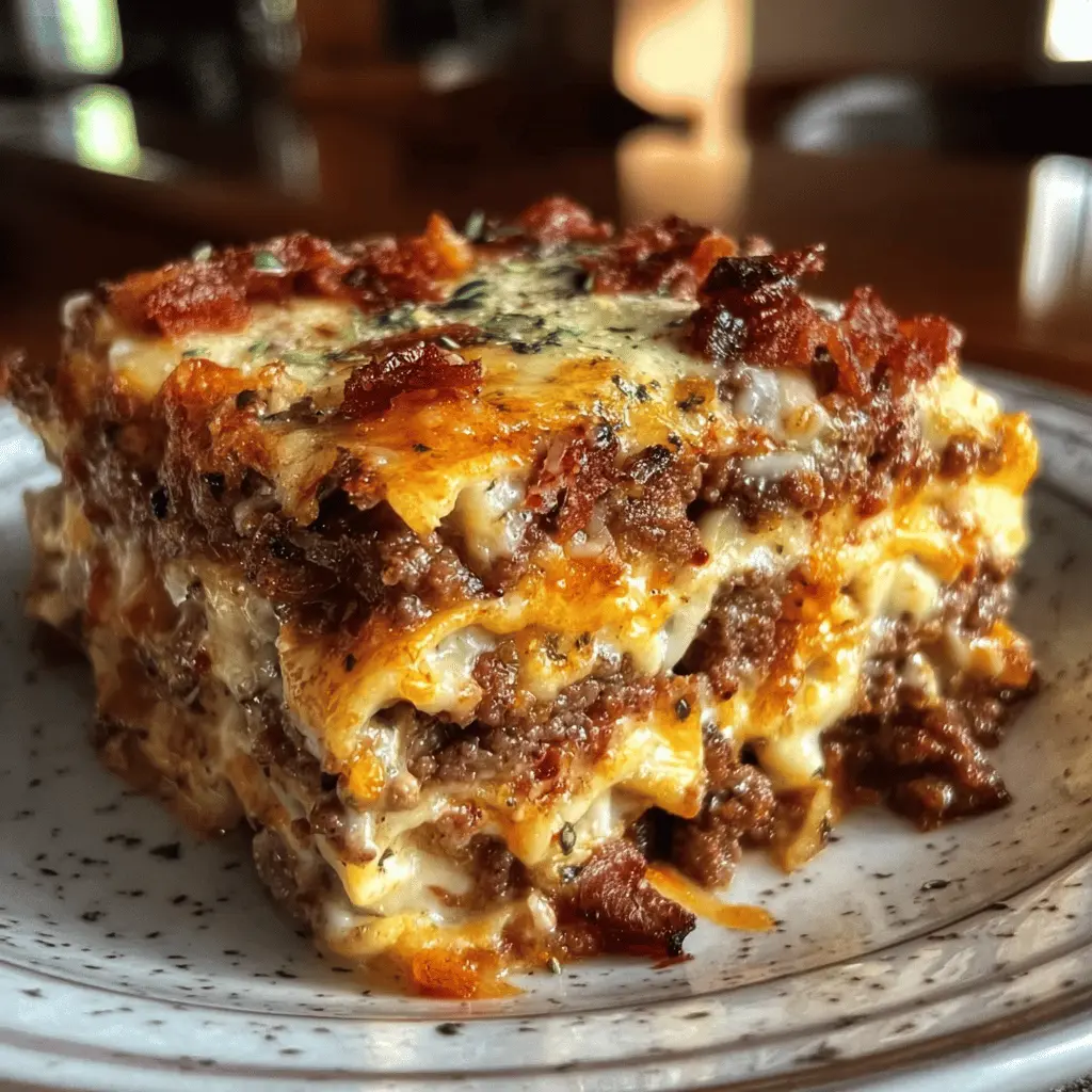 Easy Parmesan Garlic Bacon Cheeseburger Lasagna