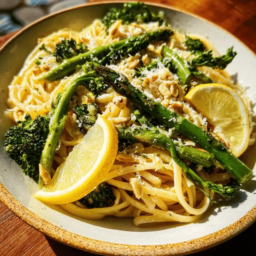 Easy Lemon Garlic Pasta With Broccoli and Asparagus