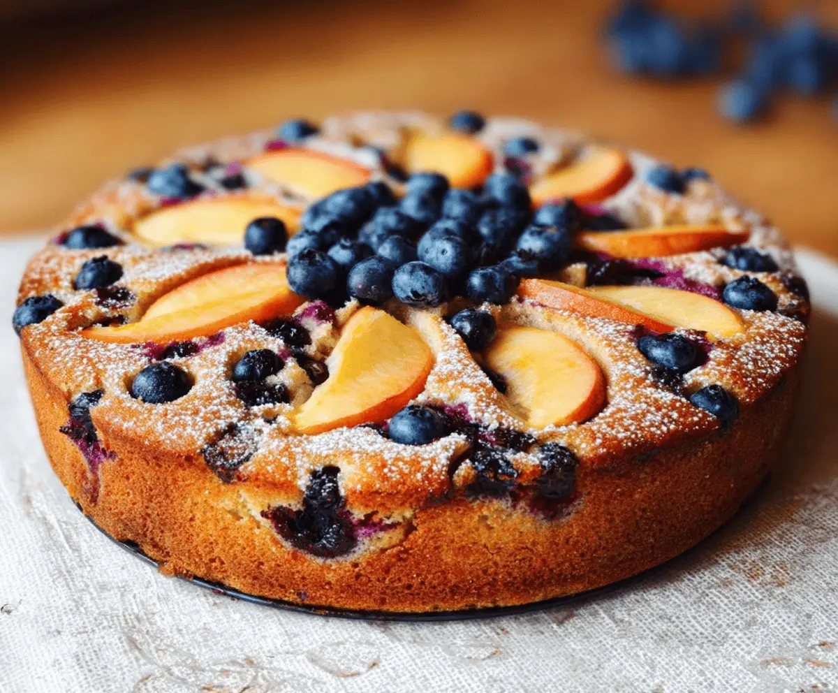 Healthy Peach and Blueberry Greek Yogurt Cake