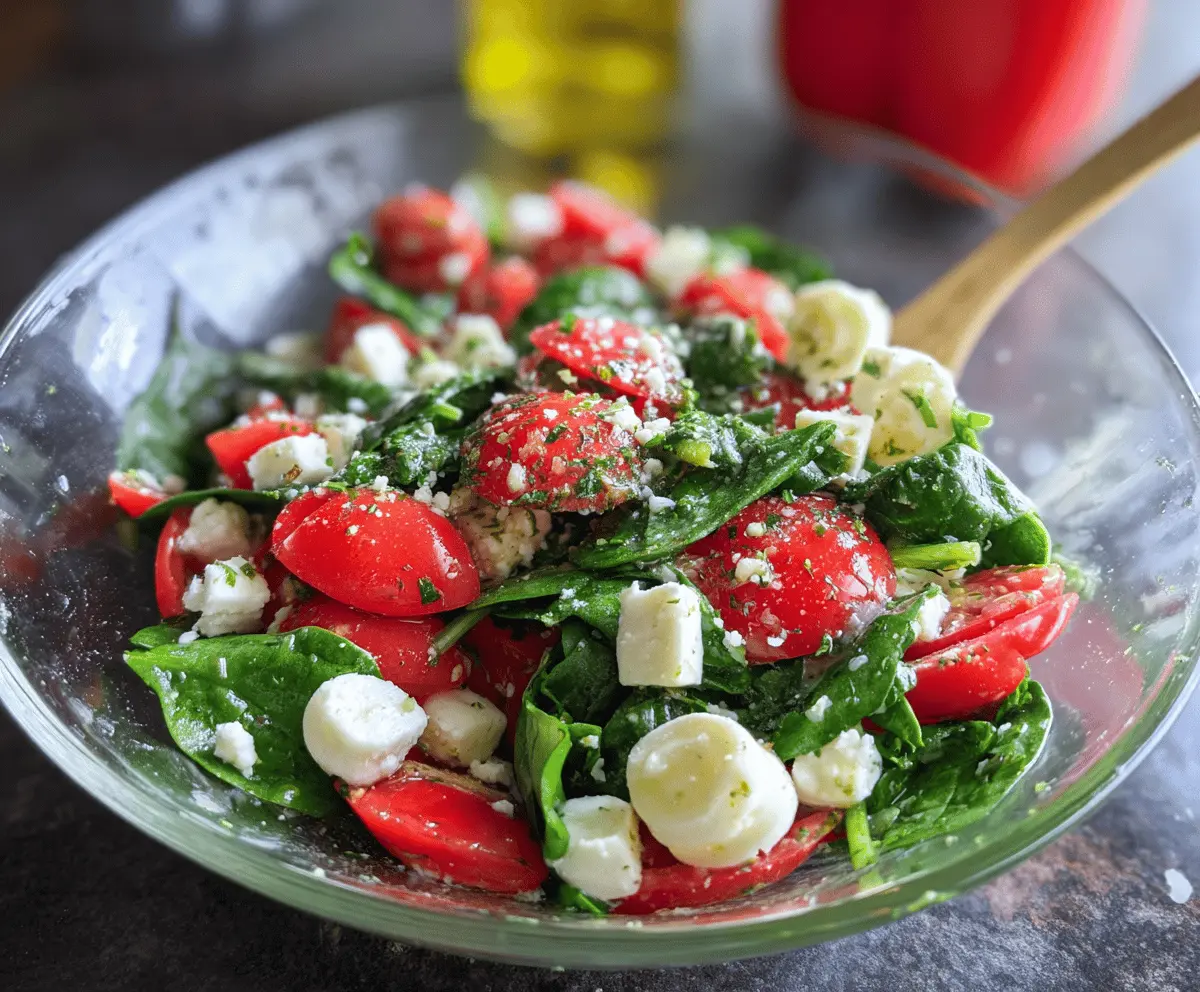 Easy Spinach Tomato Salad With Feta Cheese