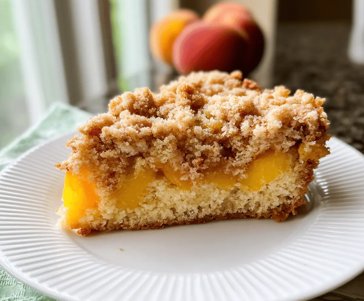 Southern Peach Crumb Cake with Sweet Cinnamon Topping