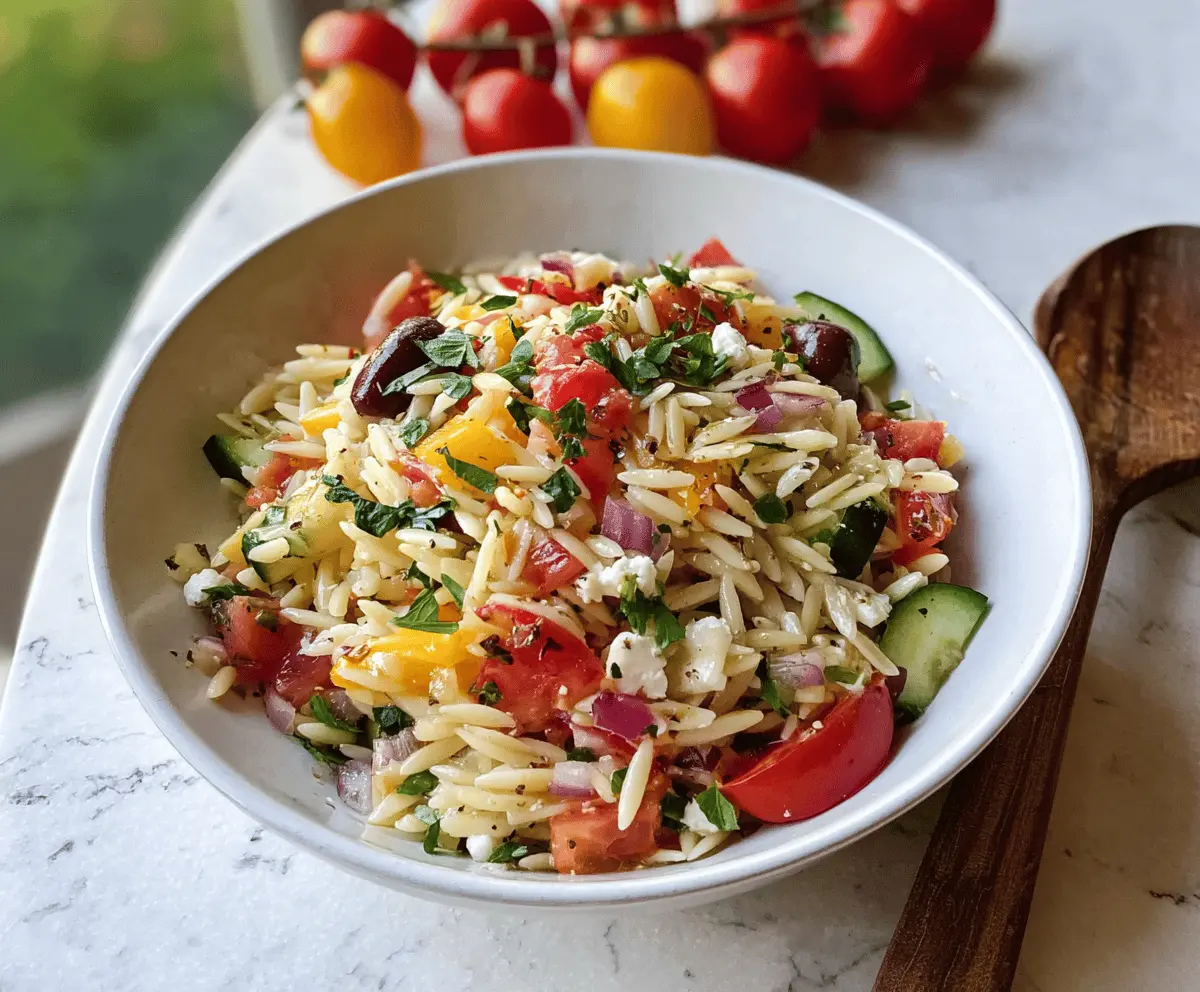 Easy Rainbow Orzo Salad with Fresh Veggies