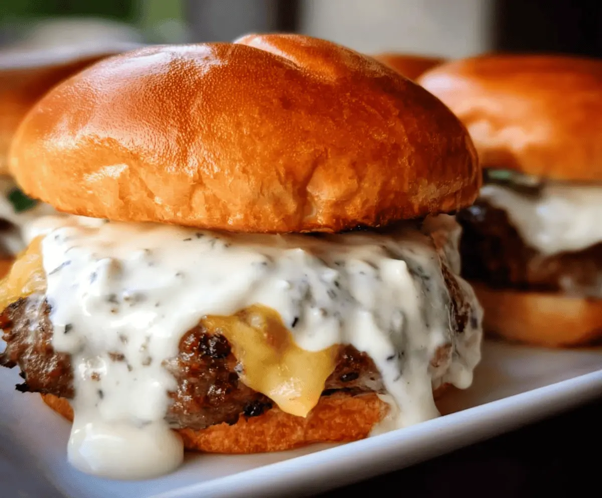 Garlic Overboard Burgers with Creamy Garlic Sauce