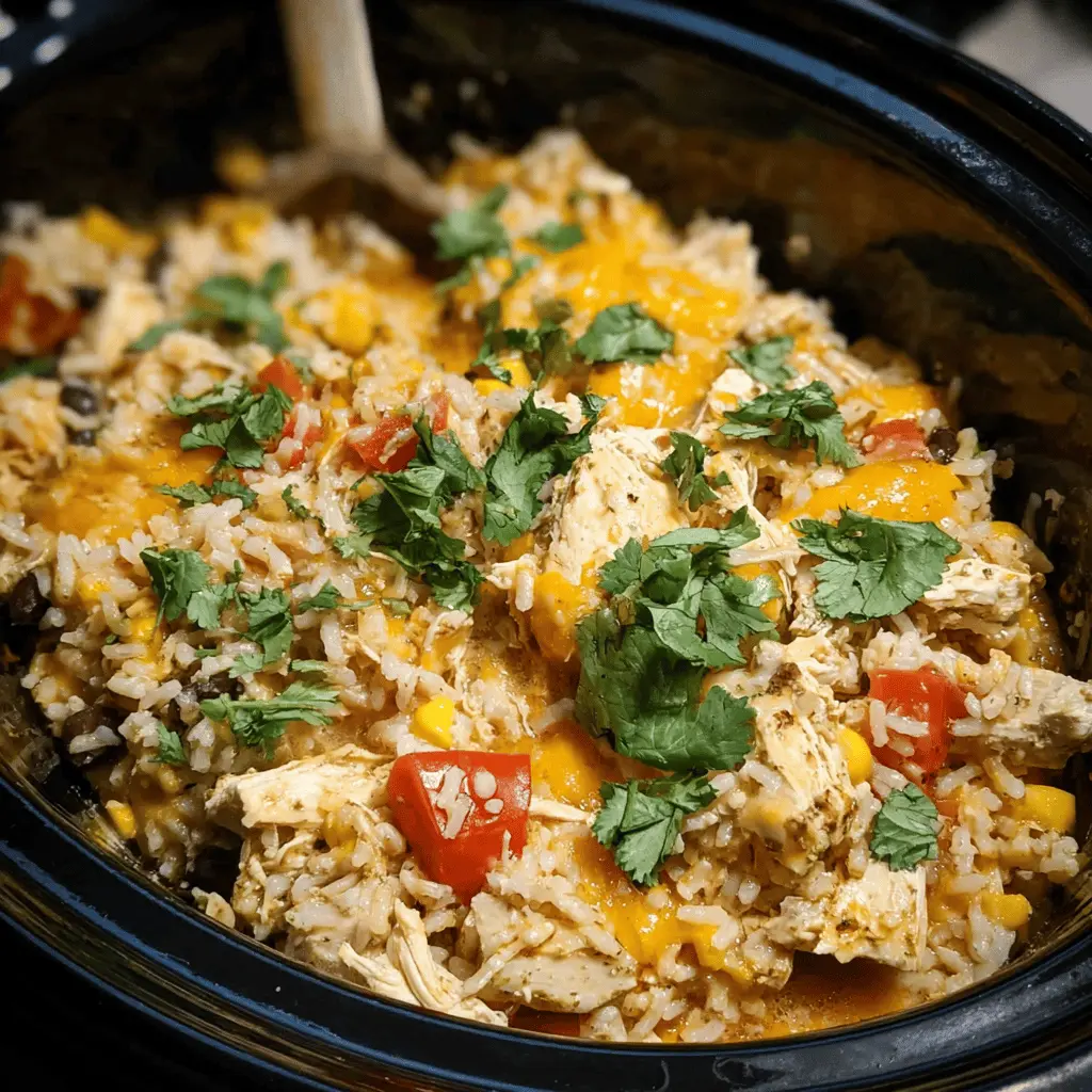 Easy Southwest Chicken and Rice Crock Pot Recipe