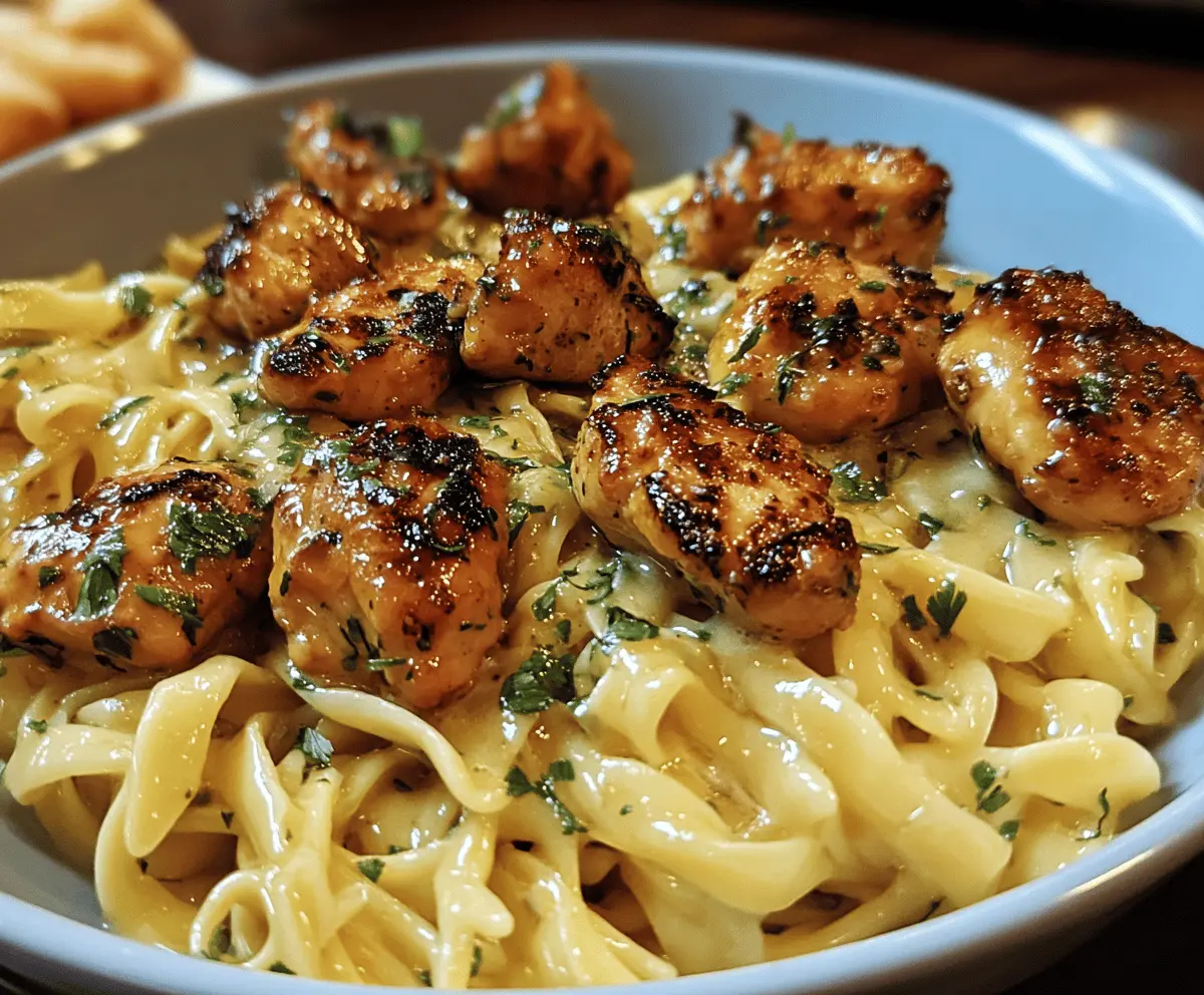Garlic Butter Chicken Bites with Creamy Parmesan Pasta