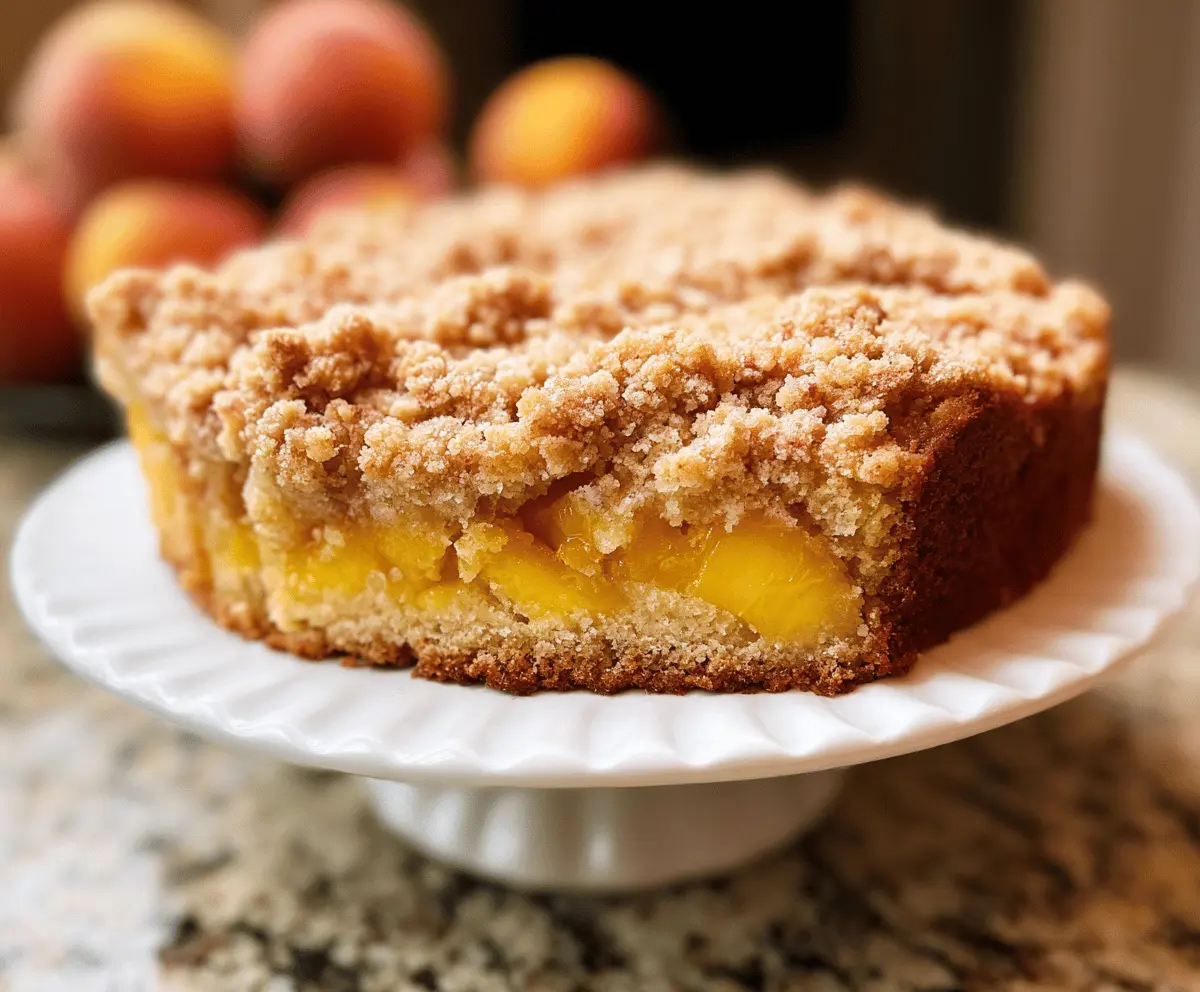 Southern Peach Crumb Cake With Sweet Cinnamon Topping