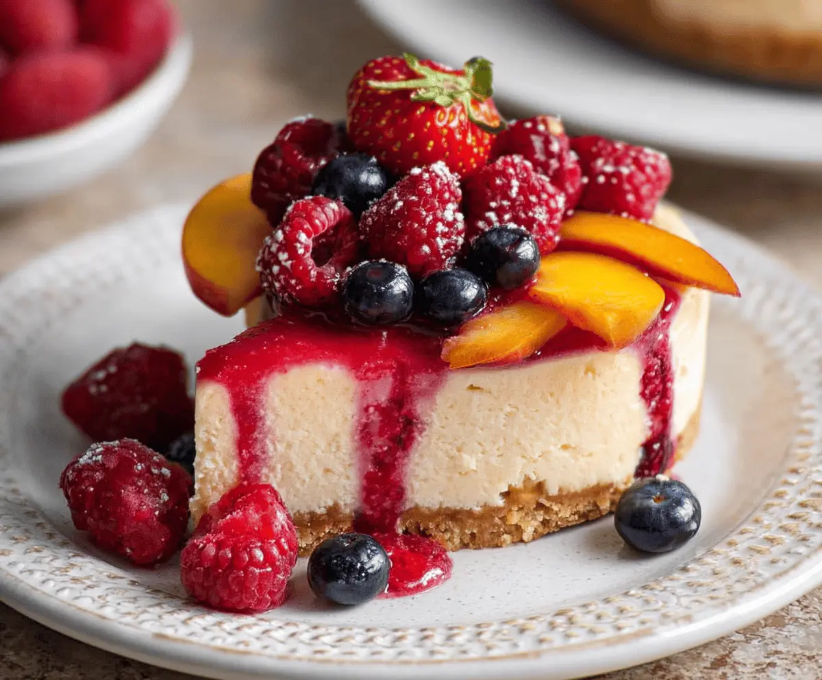 Creamy Summer Berry and Peach Cheesecake Recipe