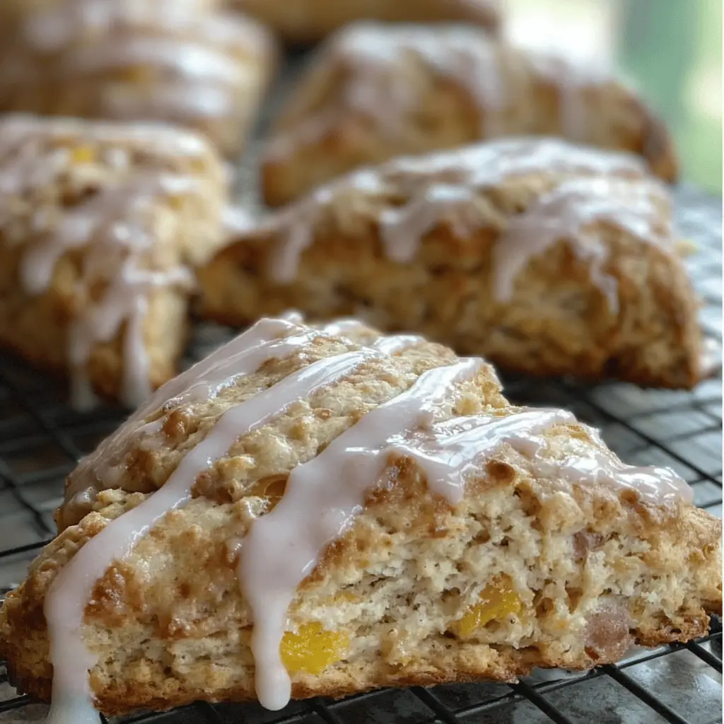 Easy Peach Pie Scones with Sweet Vanilla Glaze