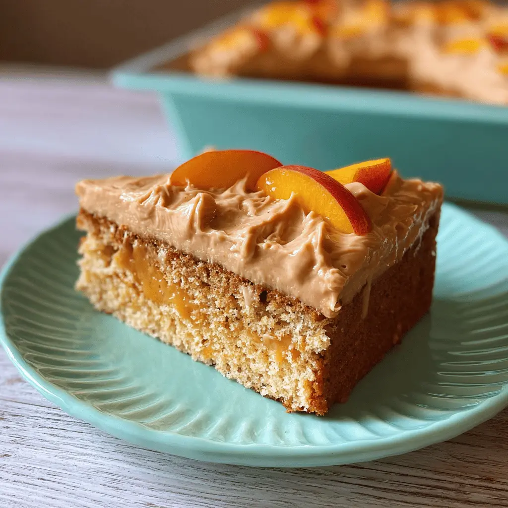 Moist Peach Cake with Brown Sugar Frosting