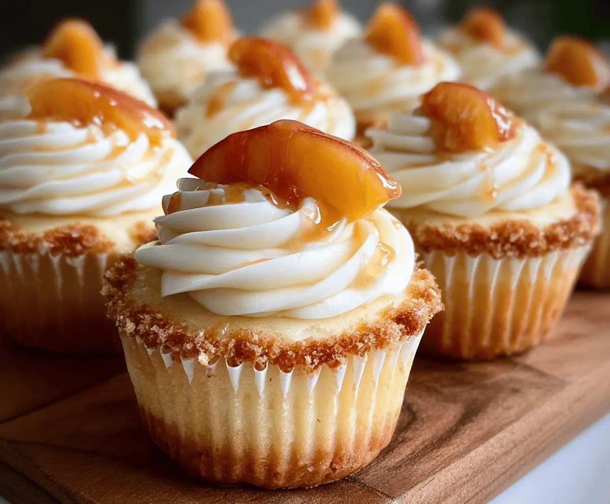 Creamy Peach and Honey Cheesecake Cupcakes
