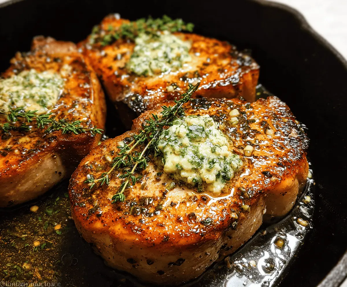 Garlic Butter Pork Chops in a Skillet