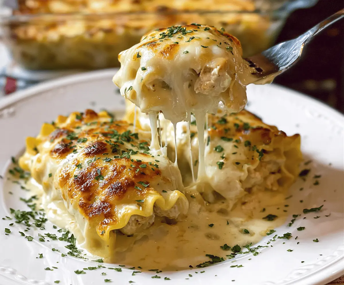 Easy Cheesy Chicken Alfredo Lasagna Rolls Recipe