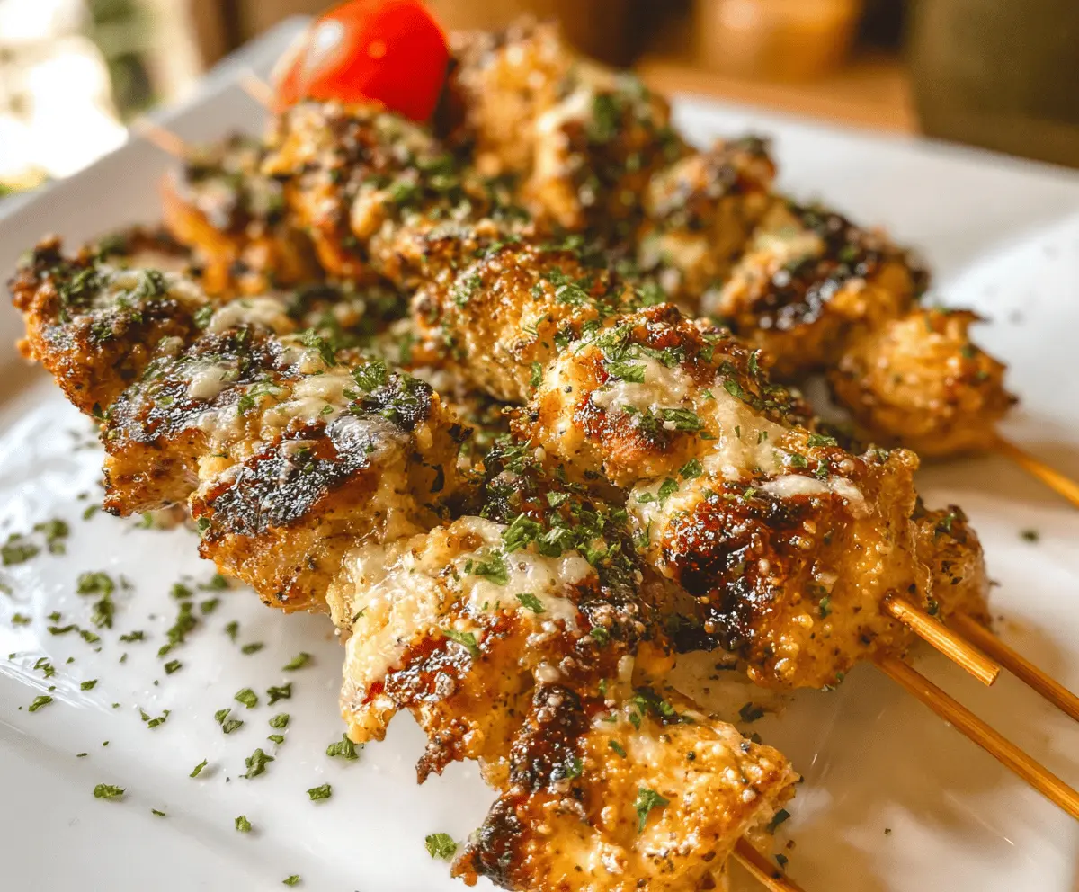Easy Grilled Ranch Garlic Parmesan Chicken Skewers