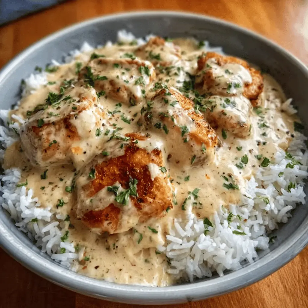 Creamy Smothered Chicken with Rice Recipe