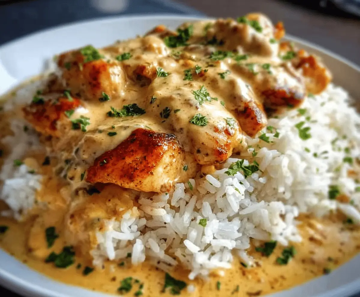 Creamy Smothered Chicken with Rice Recipe