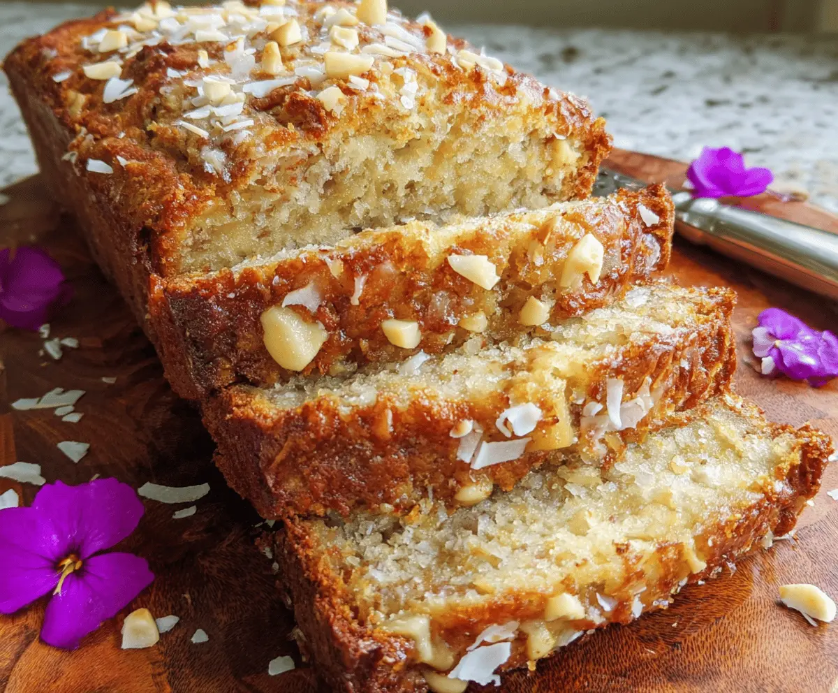 Hawaiian Banana Bread with Pineapple, Coconut & Macadamia Nuts