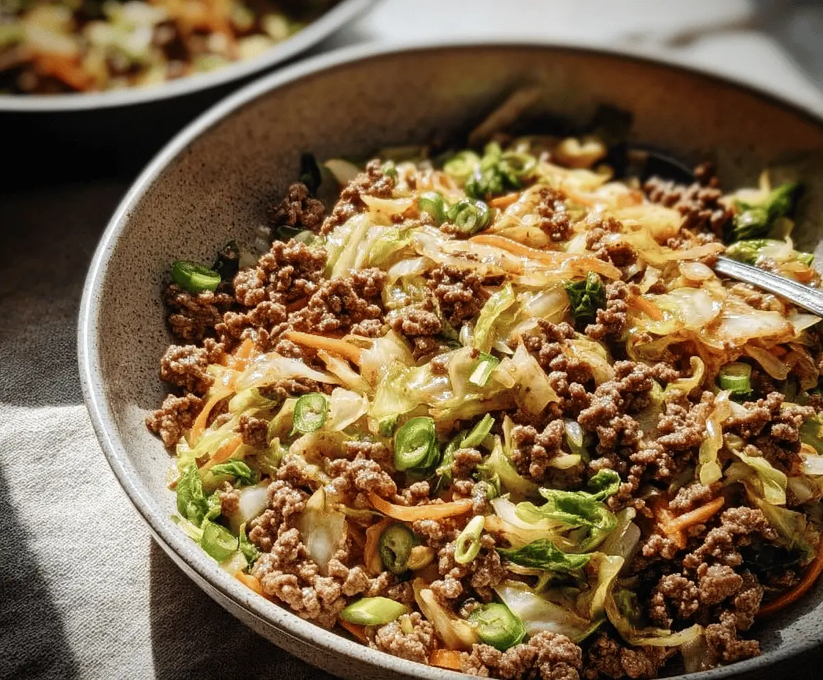 Easy Low-Carb Mongolian Ground Beef and Cabbage Recipe