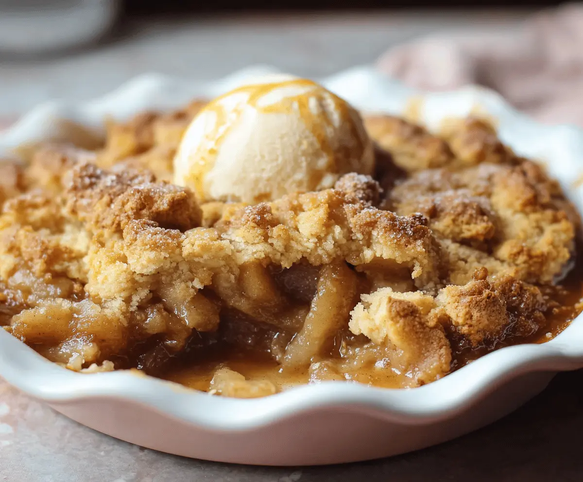 Delicious homemade apple cobbler with golden crust and tender apple filling, perfect for dessert or a cozy treat