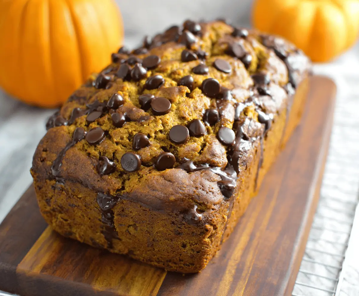 Pumpkin Banana Chocolate Chip Bread
