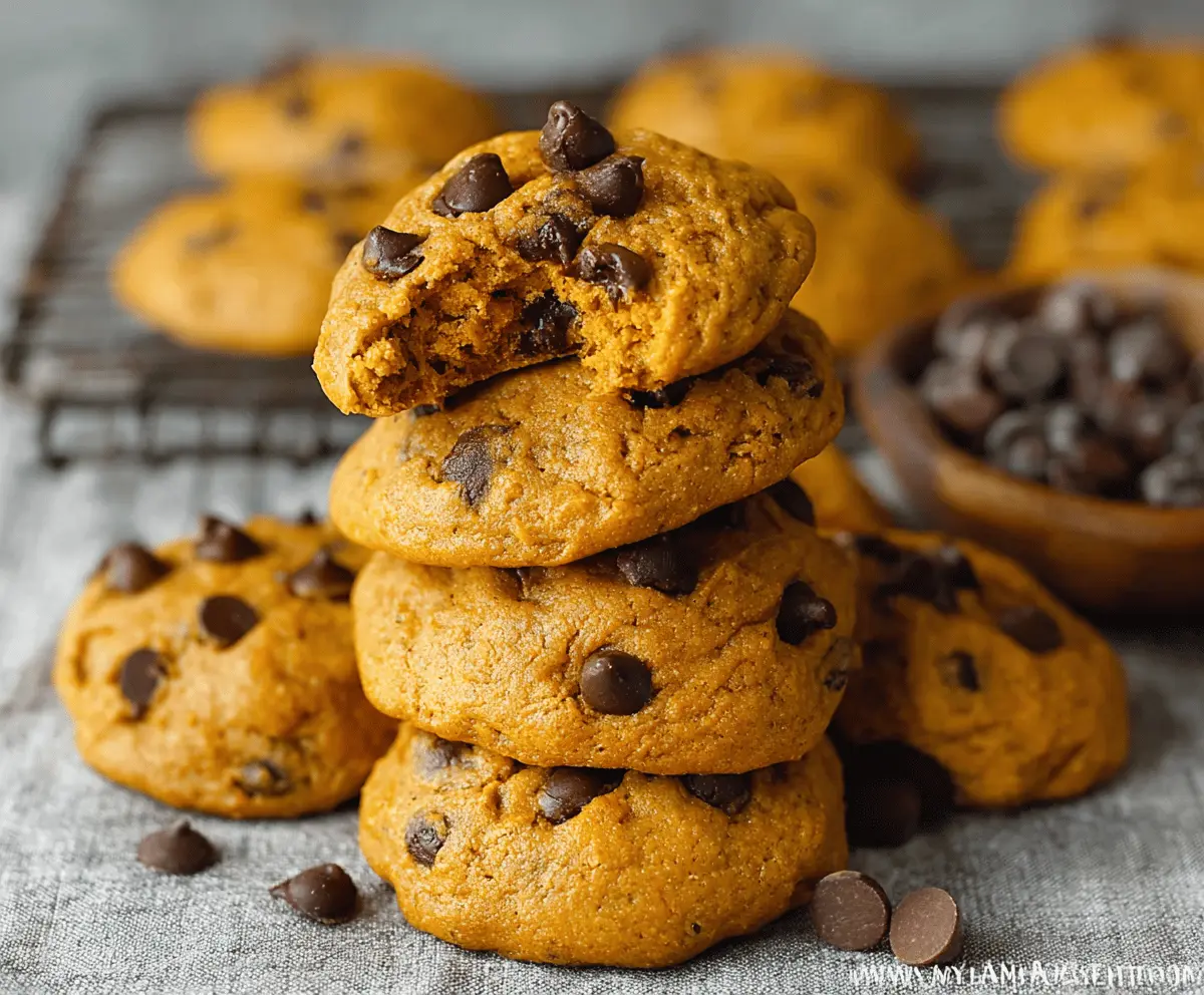 Delicious homemade pumpkin chocolate chip cookies with chocolate chunks and a soft, chewy texture, perfect for fall baking