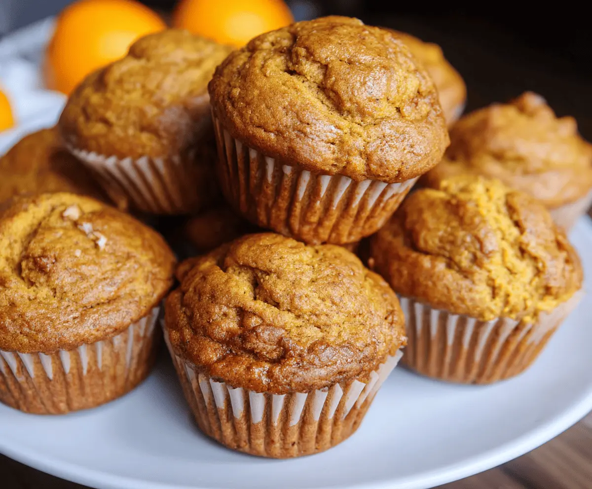 Delicious homemade pumpkin pancake muffins topped with syrup and fresh berries, perfect for breakfast or brunch.