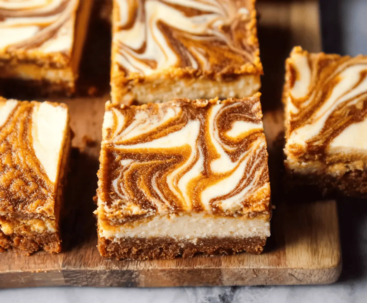 Delicious Pumpkin Swirl Cheesecake Bars topped with whipped cream and pumpkin spice for a perfect fall dessert