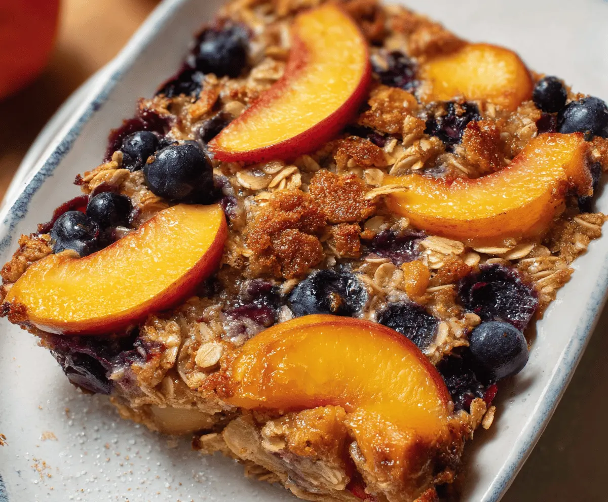 Baked Blueberry Peach Oatmeal