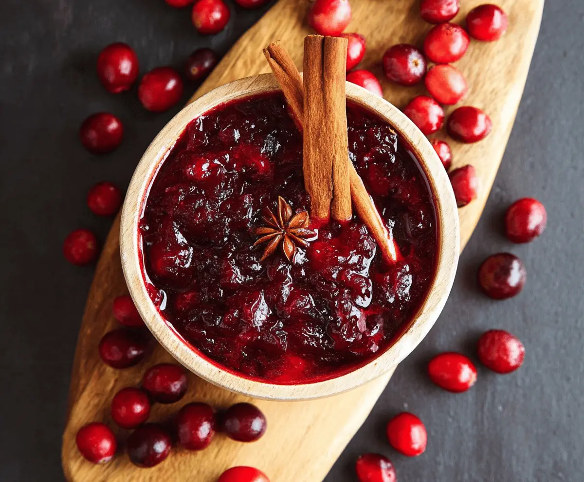 Sweet Cinnamon Cranberry Sauce served in a decorative bowl for holiday dinners