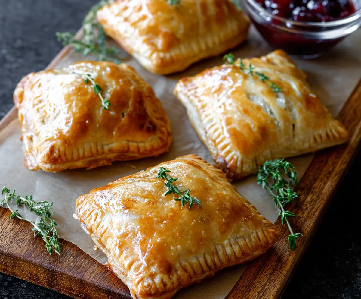 Delicious Cranberry Brie Mini Hand Pies with flaky golden crust and creamy filling.