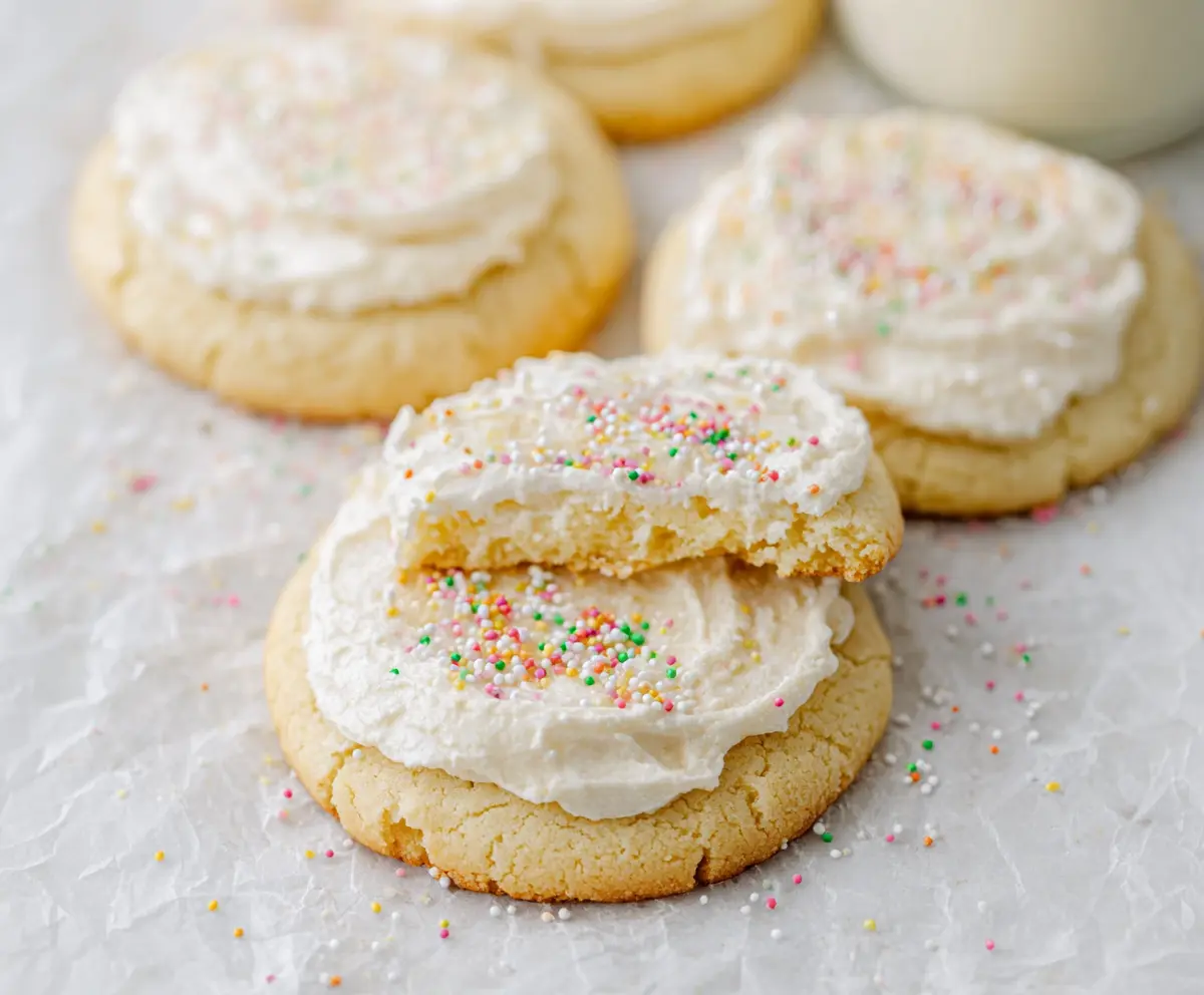Delicious Crumbl Vanilla Sugar Cookies with a golden-brown crust and soft interior, perfect for any occasion.