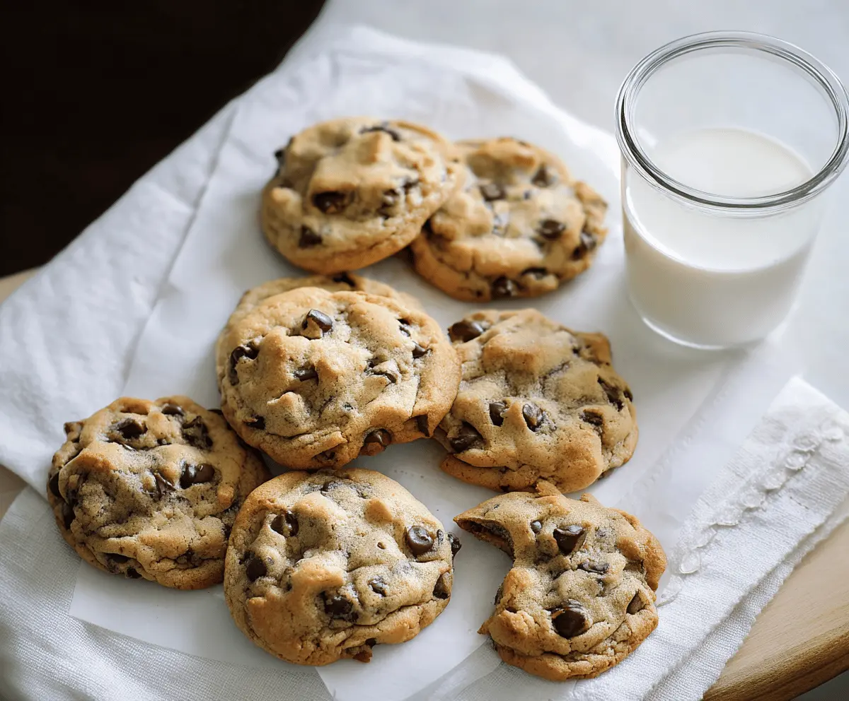 Joanna Gaines Chocolate Chip Cookies fresh out of the oven on a rustic baking tray.