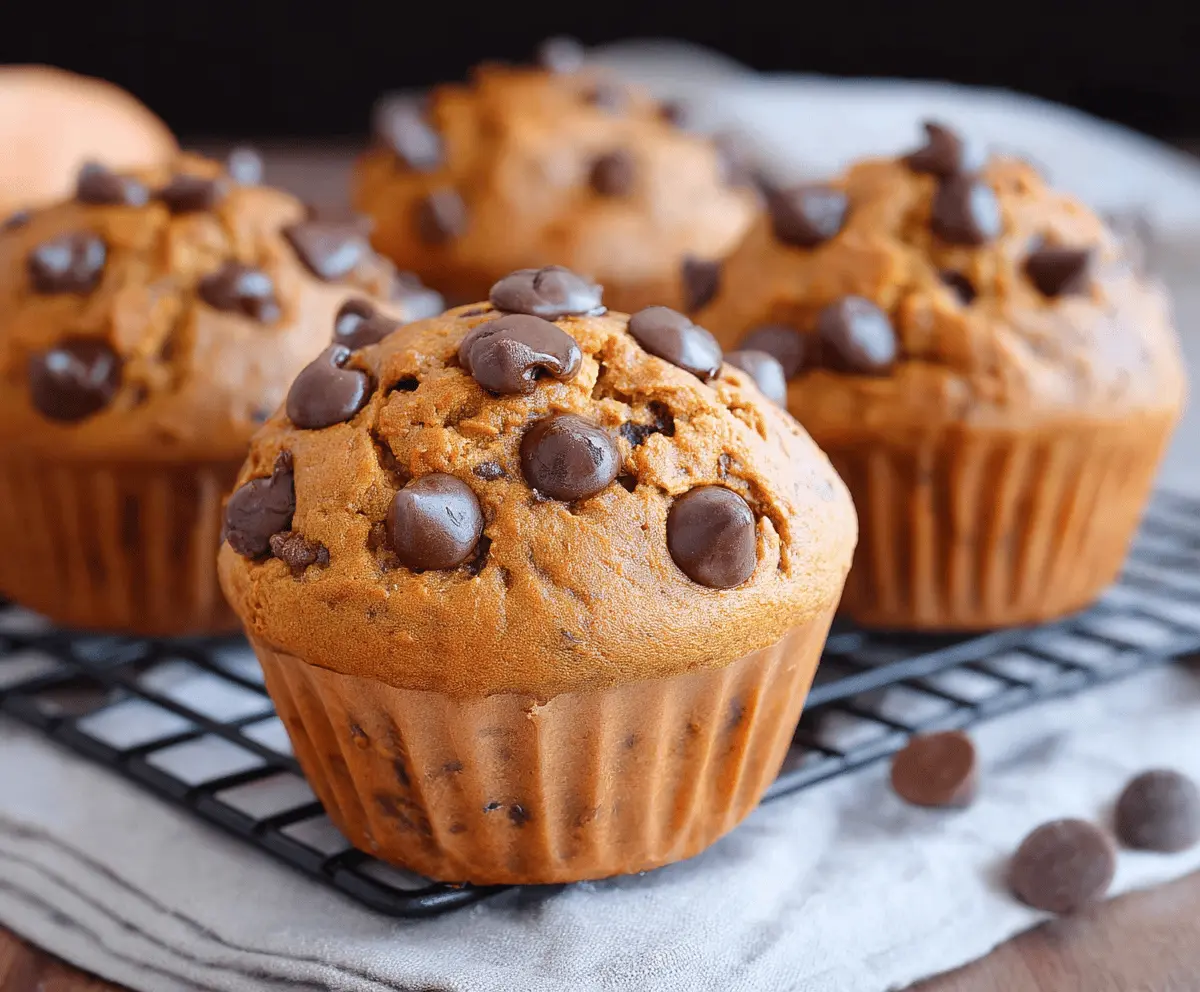 Delicious homemade sweet potato chocolate chip muffins on a plate