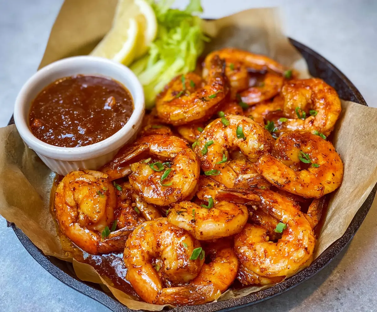 Delicious grilled barbecue shrimp served on a plate, perfect for summer BBQ parties.