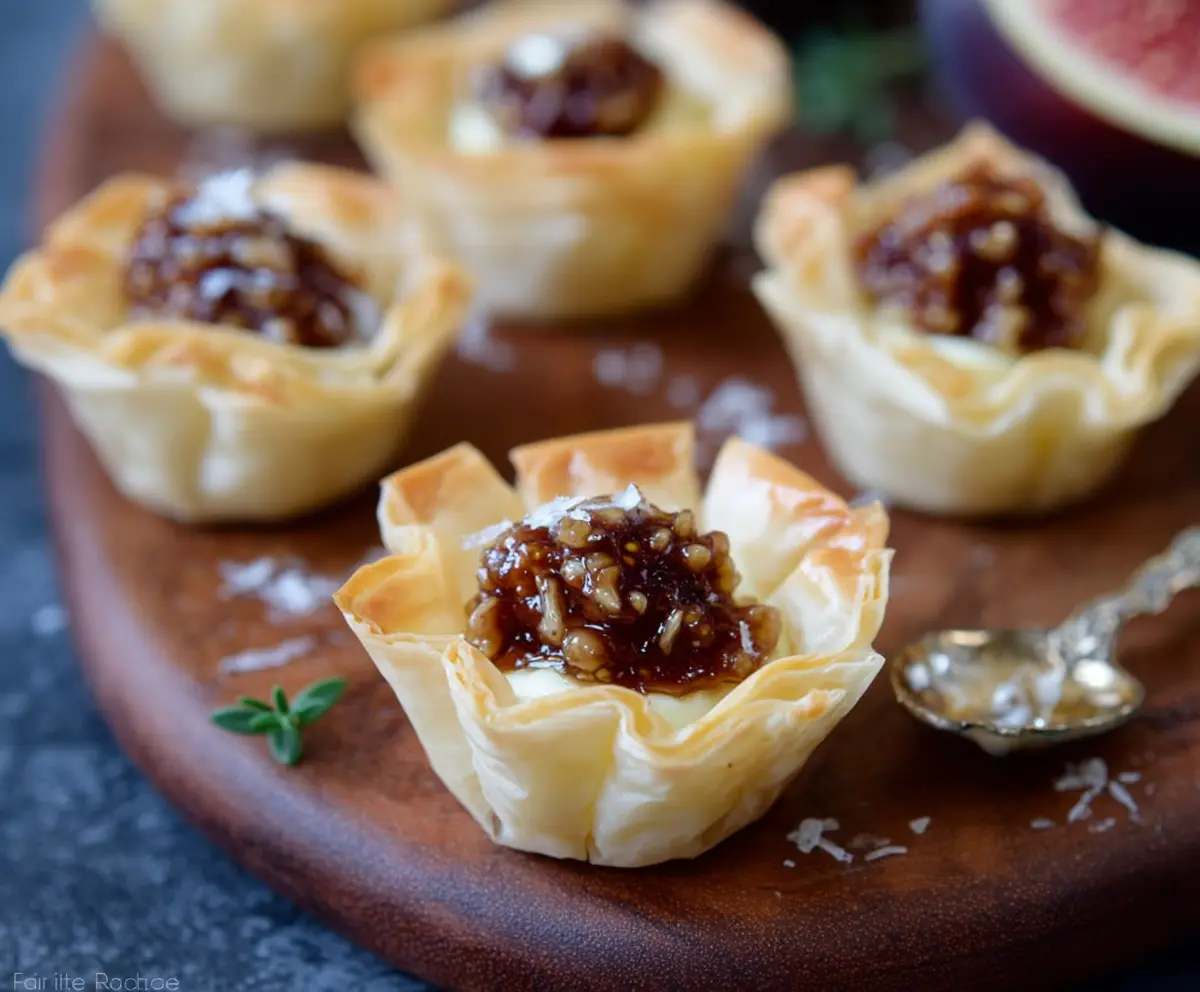 Delicious Brie and Fig Phyllo Cups served as an elegant appetizer.