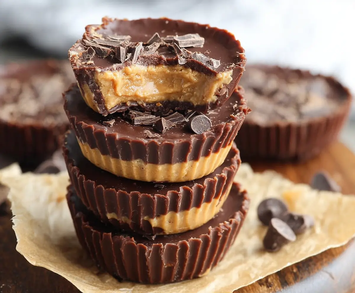 Delicious chocolate peanut butter fat bombs on a white plate, perfect for low-carb keto snacking.