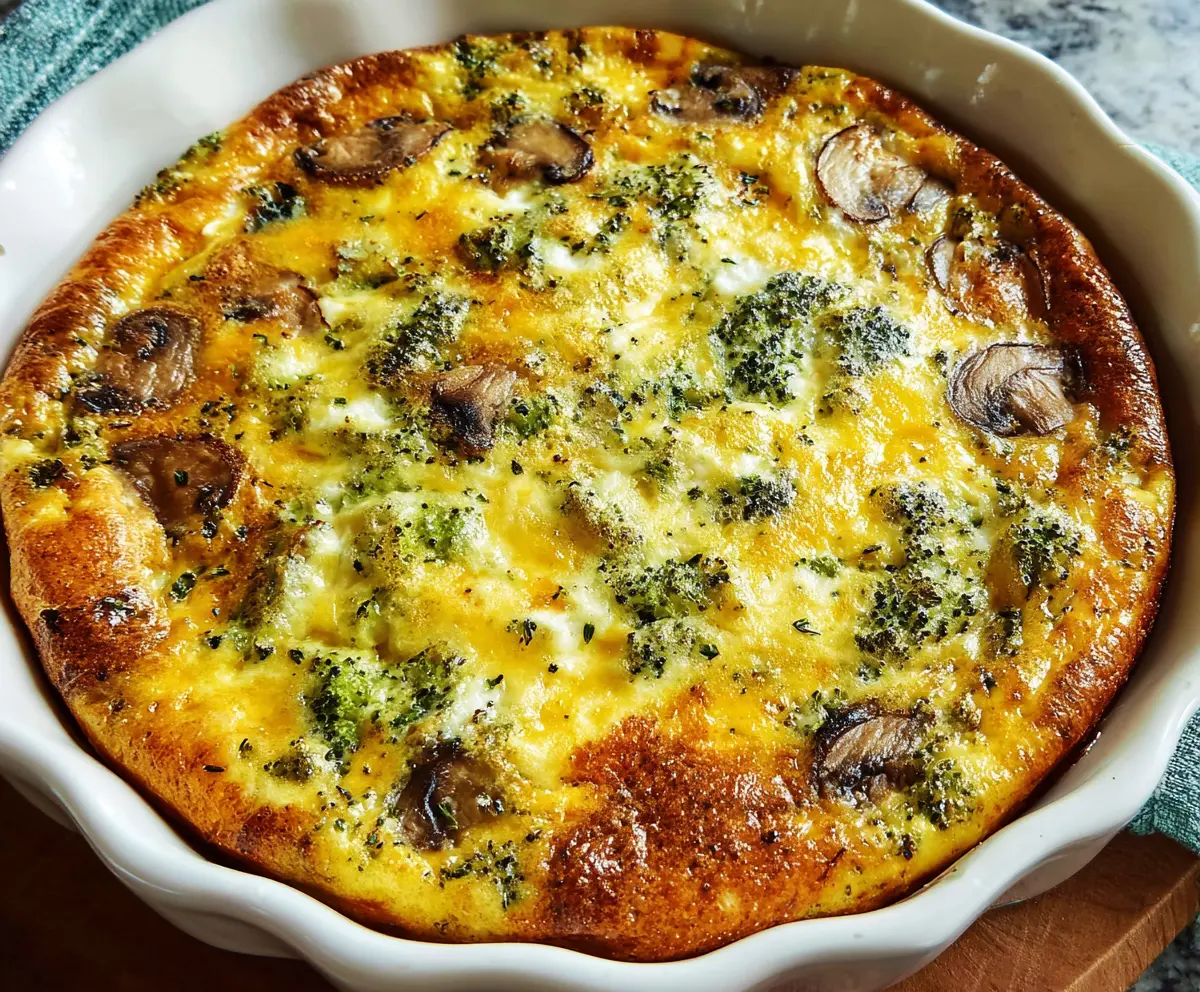 Delicious crustless quiche filled with fresh vegetables and melted cheese, perfect for breakfast or brunch.